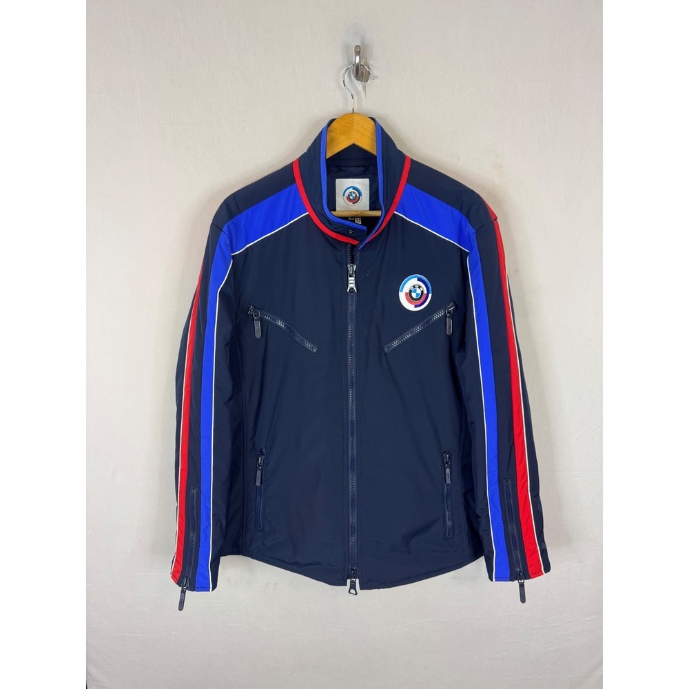 BMW Motorsport Racing Jacket Navy Blue Red White Stripe XL Full Zip